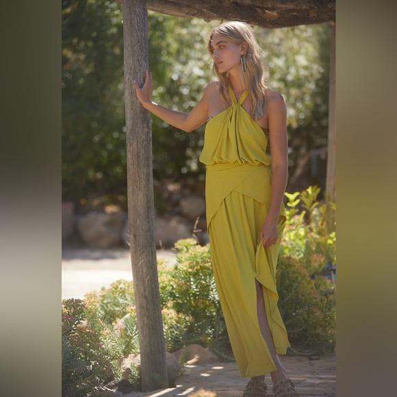 Free People Golden Days Yellow Maxi Dress Medium NEW - Picture 1 of 4